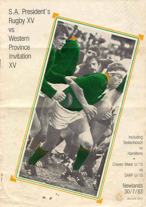SA President's XV v Western Province Invitation XV 1983 Match Programme