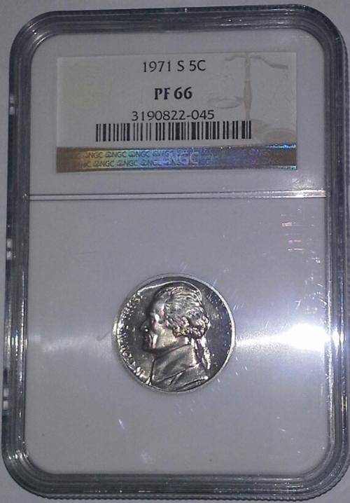1971-S Jefferson Nickel Coin NGC Graded PROOF 66