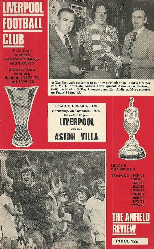 Liverpool v Aston Villa 1976/77 Division 1 League Match Programme