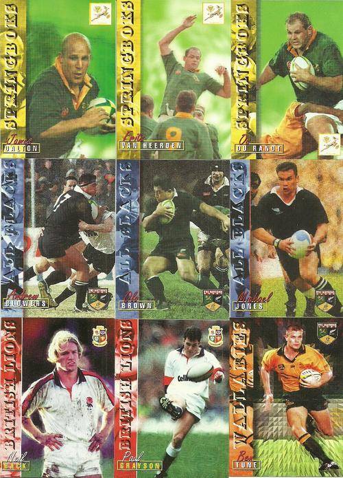 9 International Players Rugby Cards from the 1997 Panini Collection