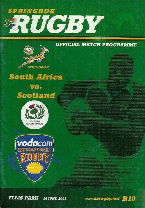 South Africa v Scotland 2003 2nd Test Match Programme
