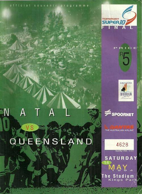 Natal v Queensland 1994 Super 10 Final Match Programme