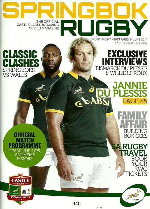 South Africa v Wales 2014 1st Test Match Programme