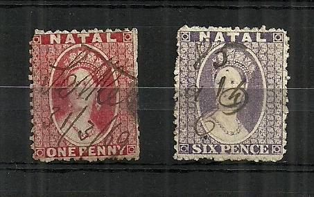 Natal 1859-1860 Portrait of Queen Victoria 1d & 6d Used