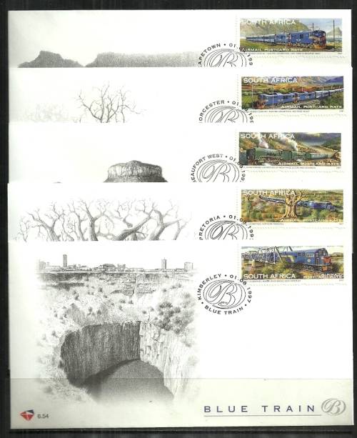 South Africa - 1997 Blue Train Full Set of 5 FDCs 6.50,51,52,53,54