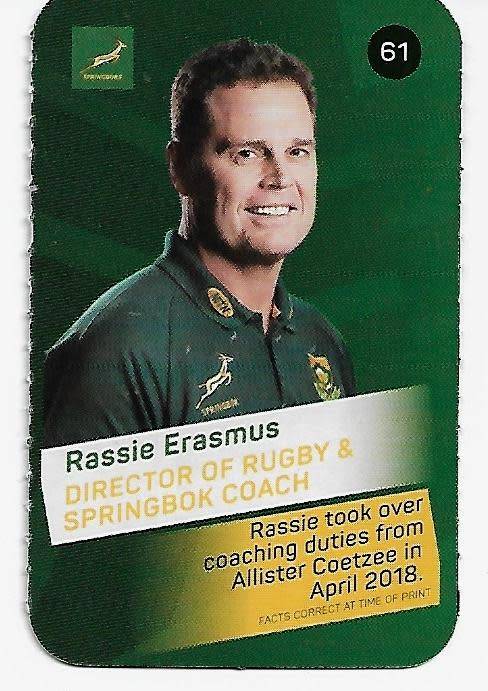 2019 Pick n Pay Rugby Super Cards - Rassie Erasmus Card # 61