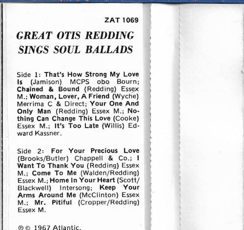 Otis Redding - Great Otis Redding Sings Soul Cassette Tape