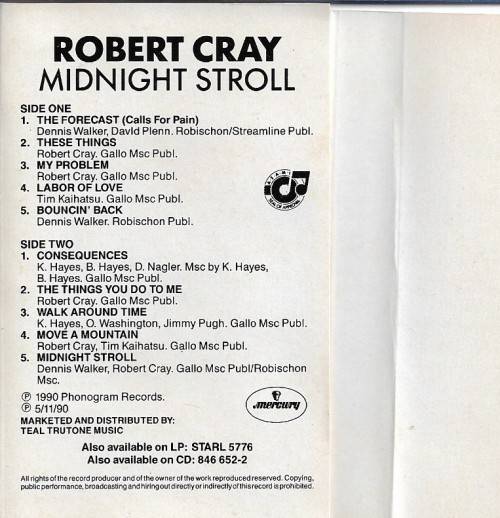 Robert Cray - Midnight Stroll Cassette Tape