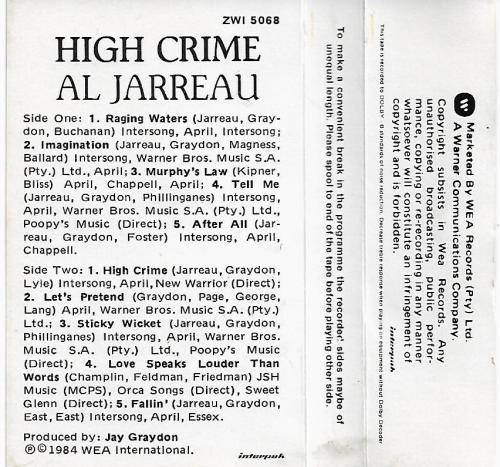 Al Jarreau - High Crime Cassette Tape