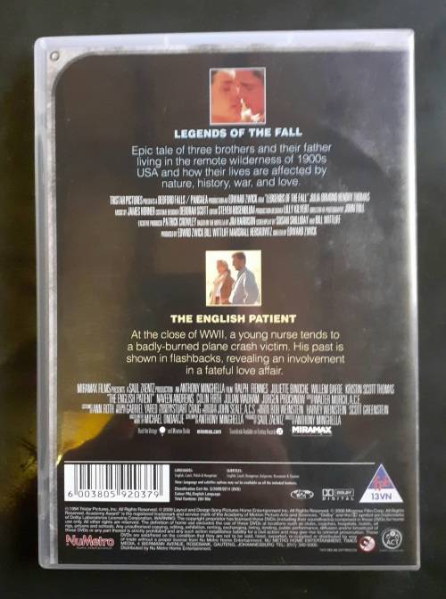 Legends of the Fall - Brad Pitt & The English Patient - Ralph Fiennes (2 DVD Set)
