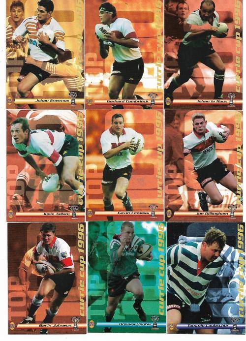 9 Cards of 1996 Sports Deck Currie Cup Card Collection