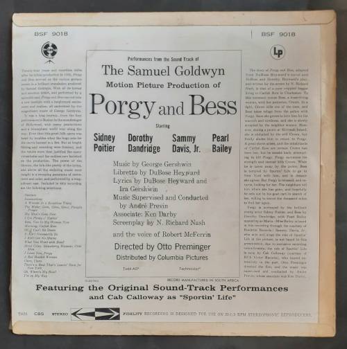 Porgy And Bess (Original Sound Track Recording) LP Vinyl Record