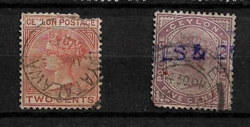 Ceylon - Queen Victoria Definitive Stamps Used