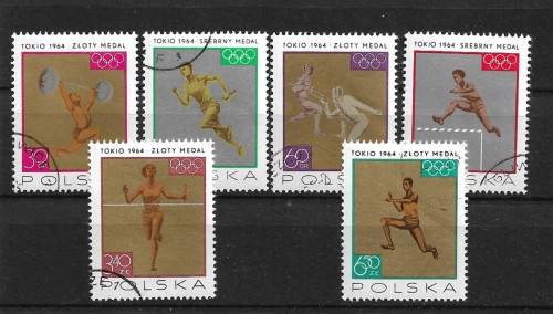 Poland - 1964 Summer Olympics Medal Winners Part Set of 6 Stamps VFU