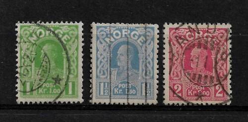 Norway - 1910 King Haakon VII Part Set of 3 Stamps Fine Used