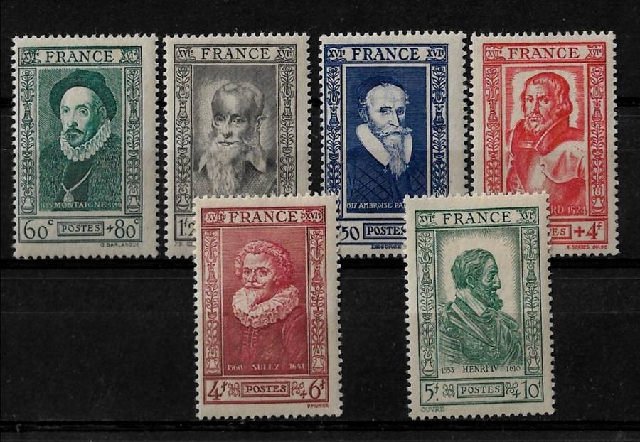 France - 1943 French Celebrities Full Set of 6 Stamps MH