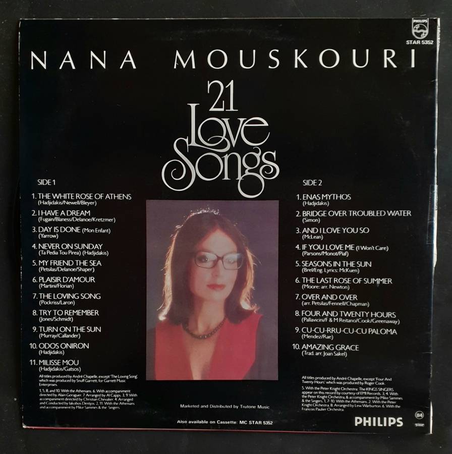 Nana Mouskouri 21 Love Songs LP Vinyl Record