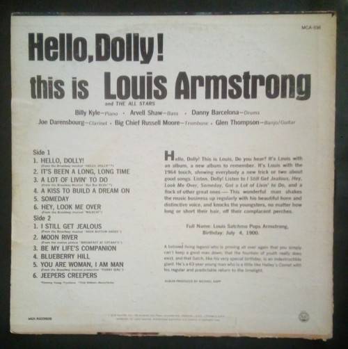 Louis Armstrong - Hello, Dolly! LP Vinyl Record - USA Pressing