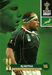 BJ BOTHA - 2011 RUGBY WORLD CUP COLLECTION BASE CARD 133