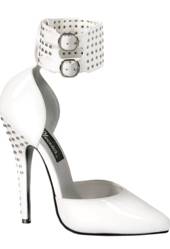 White womens studded shoes with sexy 6 stiletto high heels