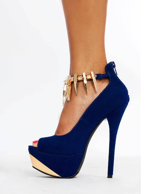 Bone collector ankle cuff platforms Size 5(SA/UK) Royal Blue Heels, ladies shoes