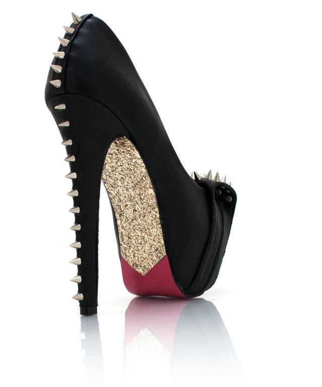 Spiked bow platforms, Black, Size 7 (SA/UK), ladies shoes, heels