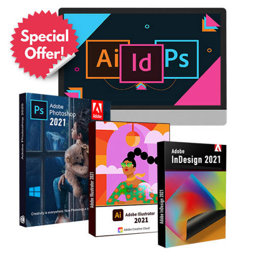 Adobe Creative Design Bundle 2021 (Photoshop + Illustrator + InDesign) Windows