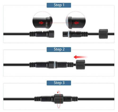 Extension Cord for Solar Light (3m) 2-Pin Plug Extension Cable Wire with Waterproof Male and Female