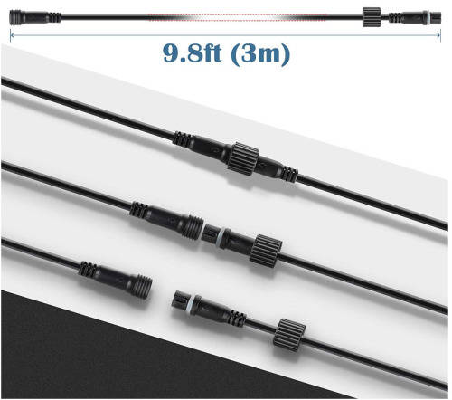 Extension Cord for Solar Light (3m) 2-Pin Plug Extension Cable Wire with Waterproof Male and Female