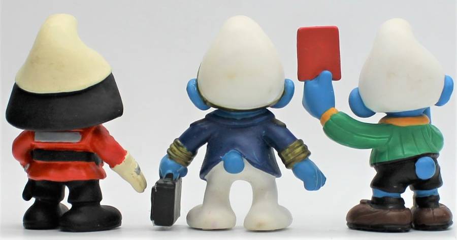 20465, 20470 & 20472 - Fire Chief, Aircraft Captain & Referee Smurfs - Hand-Painted Originals