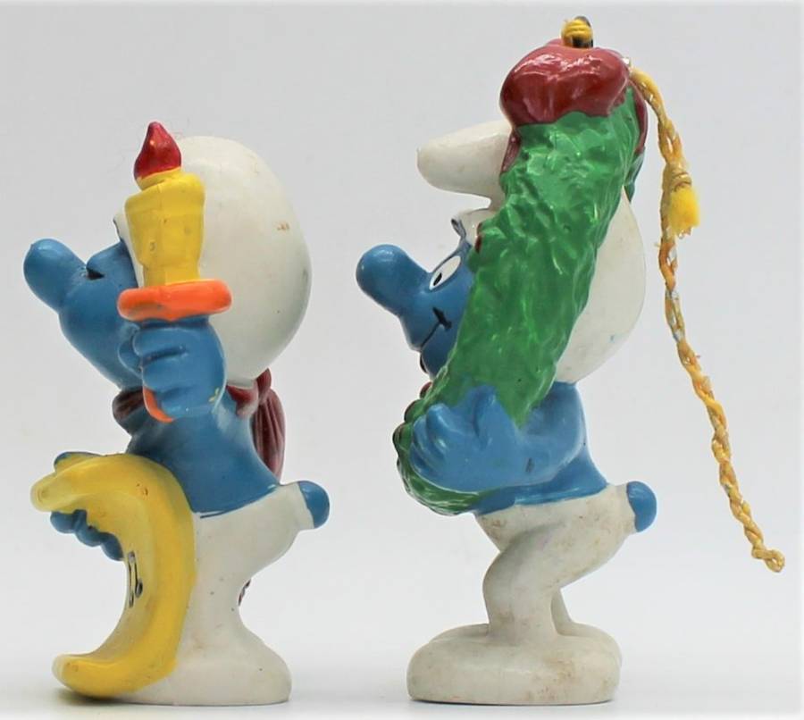 51905 & 51906 - Christmas Carols & Wreath Smurfs - High Value!! - Hand-Painted Originals