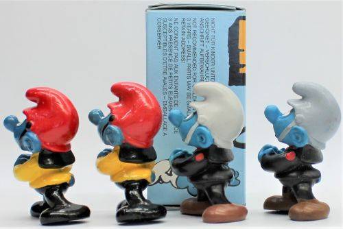 40216 - 5x Fireman SuperSmurfs - One boxed - Hand-Painted Originals