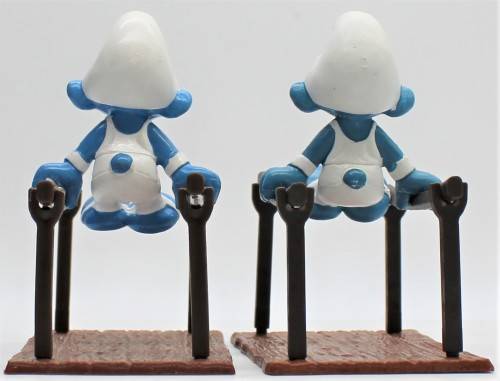 40509 - SuperSmurf - 2x Different Bars Gymnast Smurfs - Hand-Painted Originals