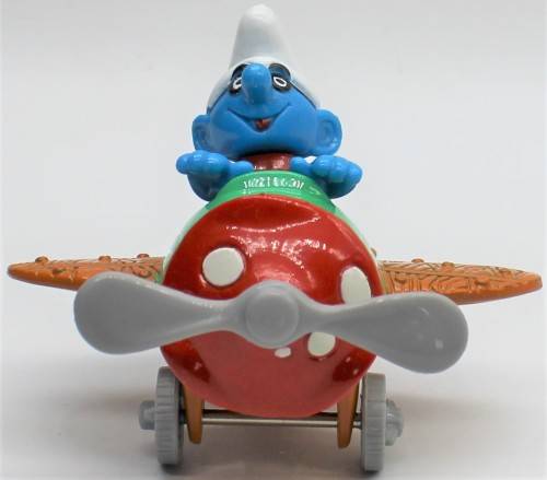 Smurf - Ideal Diecast Smurf Pilot and Plane - Licensed Peyo Product 1996