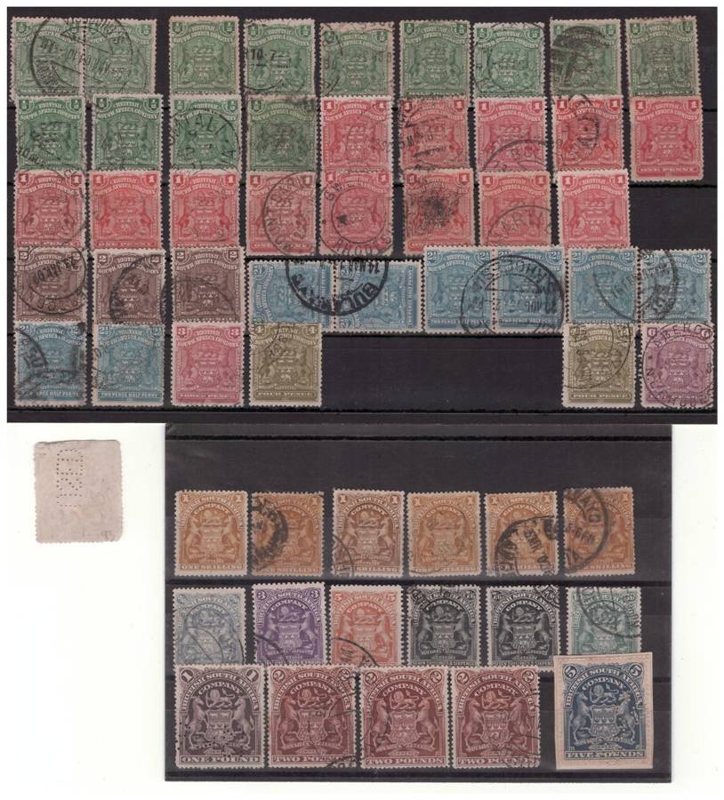 BSAC -  HIGH VALUE! 1898-1908 - 59x British South Africa Company incl. 5 POUND!! - Used