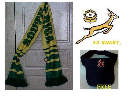 Support the BOKKE!! Green and Gold SOUTH AFRICA SCARF - Free Sun protector!!