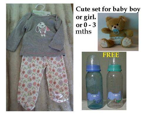BRAND NEW !! Cute baby outfit - Fit 0 - 3 mths. Free Gifts - check this out!!!