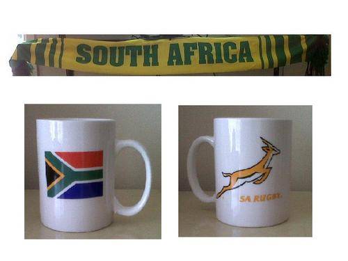 Last one!!!! Support the BOKKE!! -  TWO SOUTH AFRICA scarves, SA Rugby MUG. FREE sunprotector