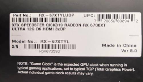 GPU AMD RADEON 6700 XT