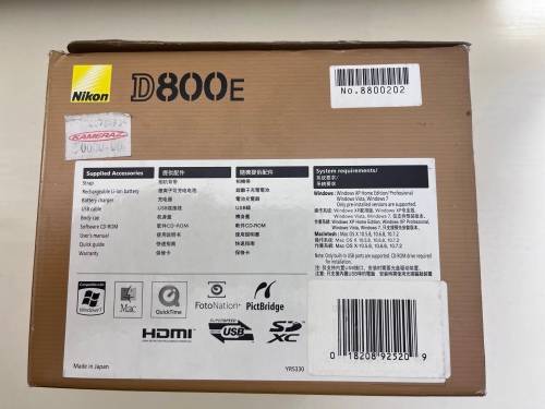 Camera DSLR Nikon D800E Full Frame Professional 36 MP Body