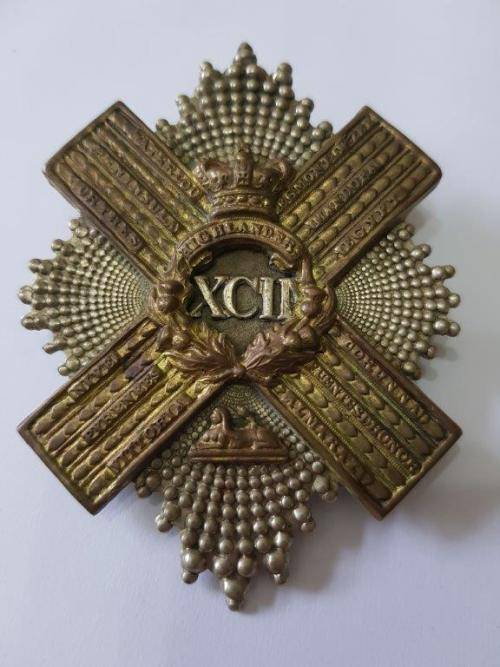 92nd Highlanders The Gordon Highlanders Victorian Cross Belt Plate.