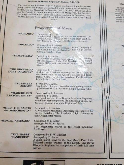 Record of Rhodesian Marches LP. The Rhodesian Army Presents.