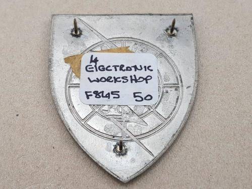 4 Electronic Workshop Shoulder Flash. Pins Intact.