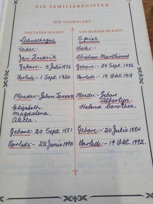 1953 Familie Bybel Labuschagne and Spies Family.