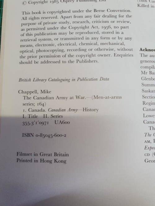 The Canadian Army at War by Mike Chappel