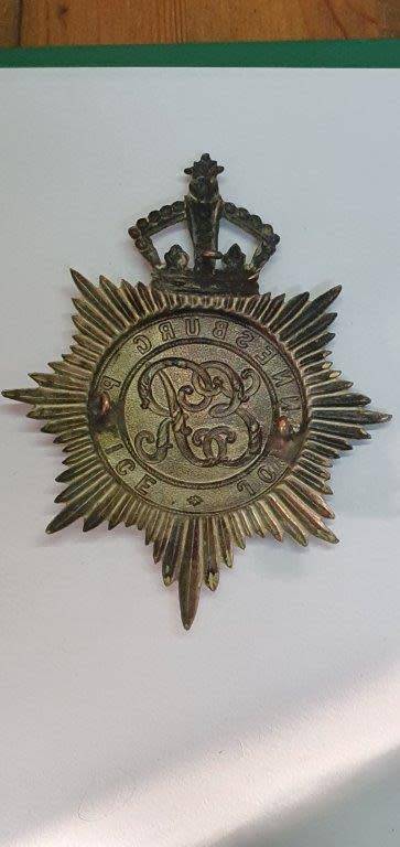 Johannesburg Police W/M Helmet Plate. Owen 1861.