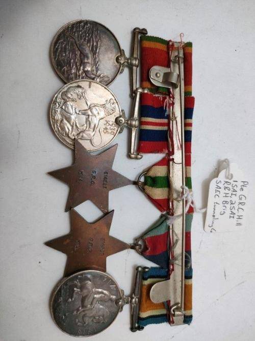 WWI and WWII Medal group awarded to Cpl G.R.C Hill 2nd SAI and SAEC tunneling Company.