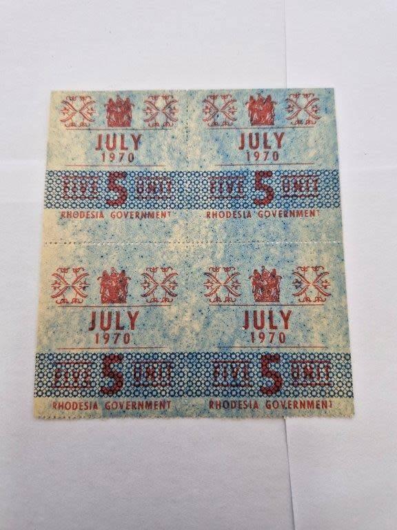 Original Rhodesian July 1970 Petrol Coupons.