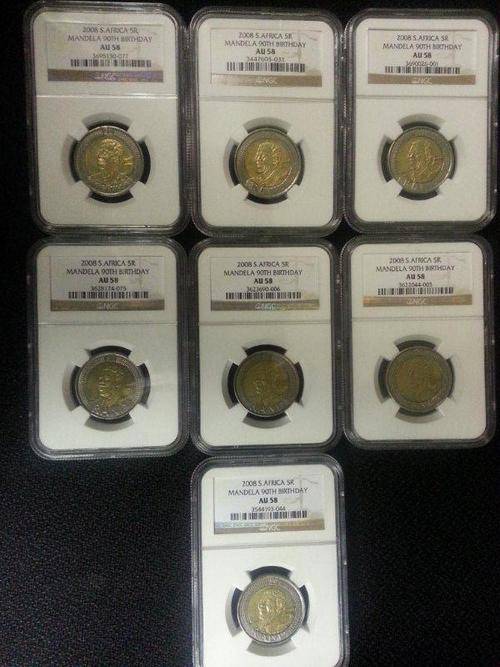 7 x Mandela 2008 R5 NGC AU58