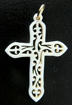 IVORY: HANDCARVED FILIGREE CROSS,VINTAGE